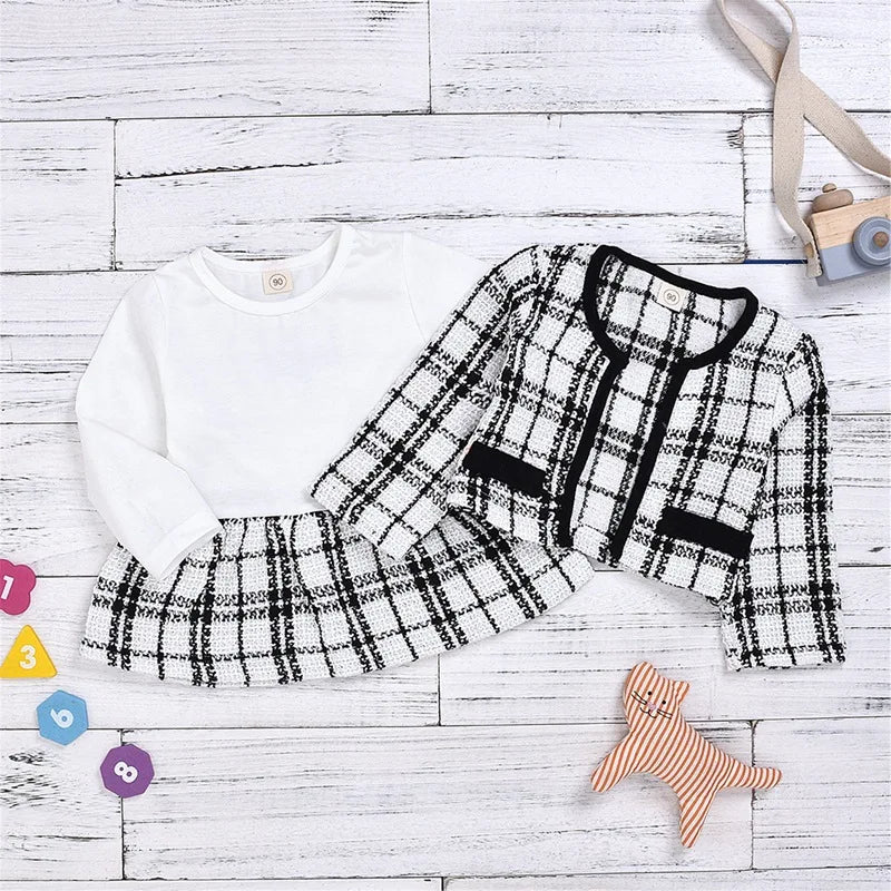 Plaid Coat Tutu 2 Pcs Outfit