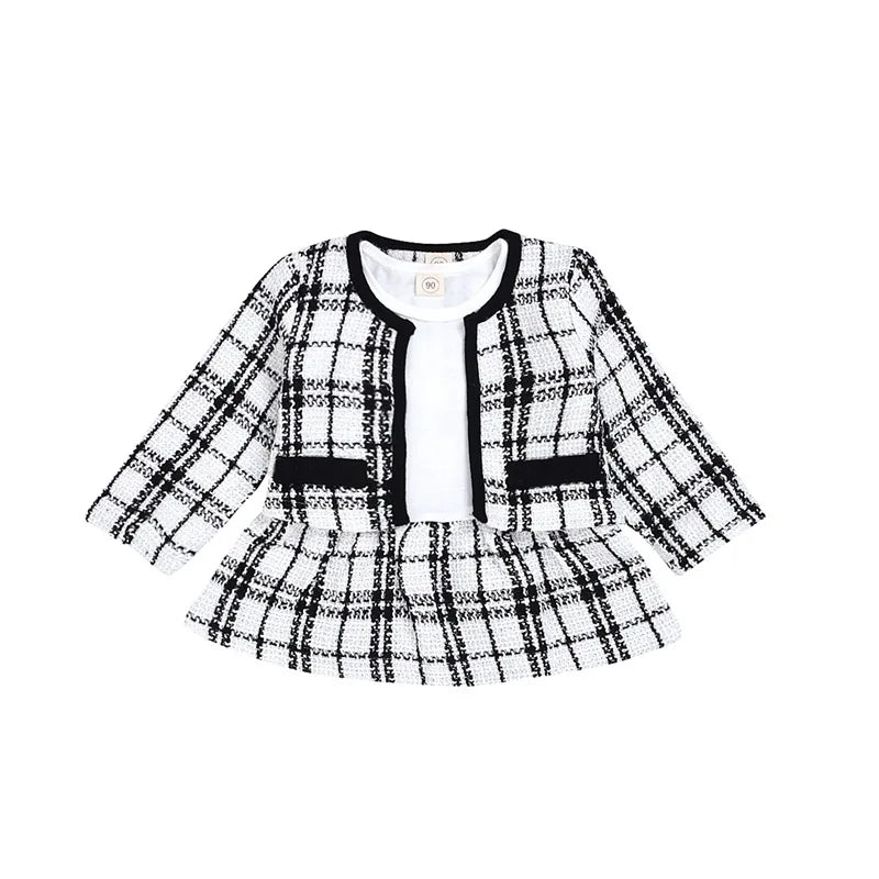 Plaid Coat Tutu 2 Pcs Outfit