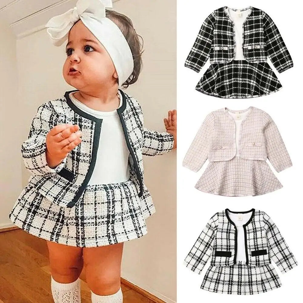 Plaid Coat Tutu 2 Pcs Outfit