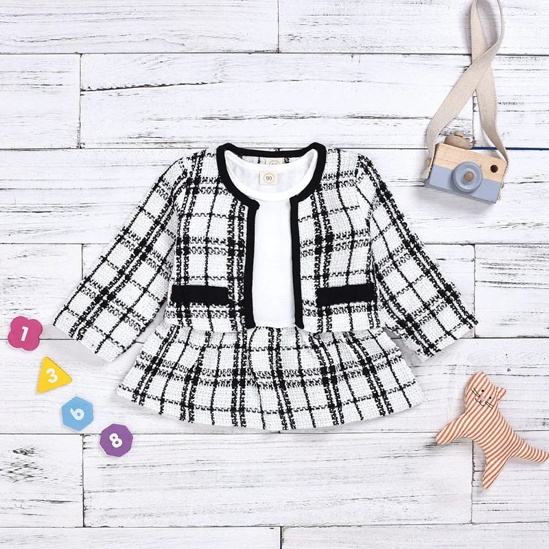 Plaid Coat Tutu 2 Pcs Outfit