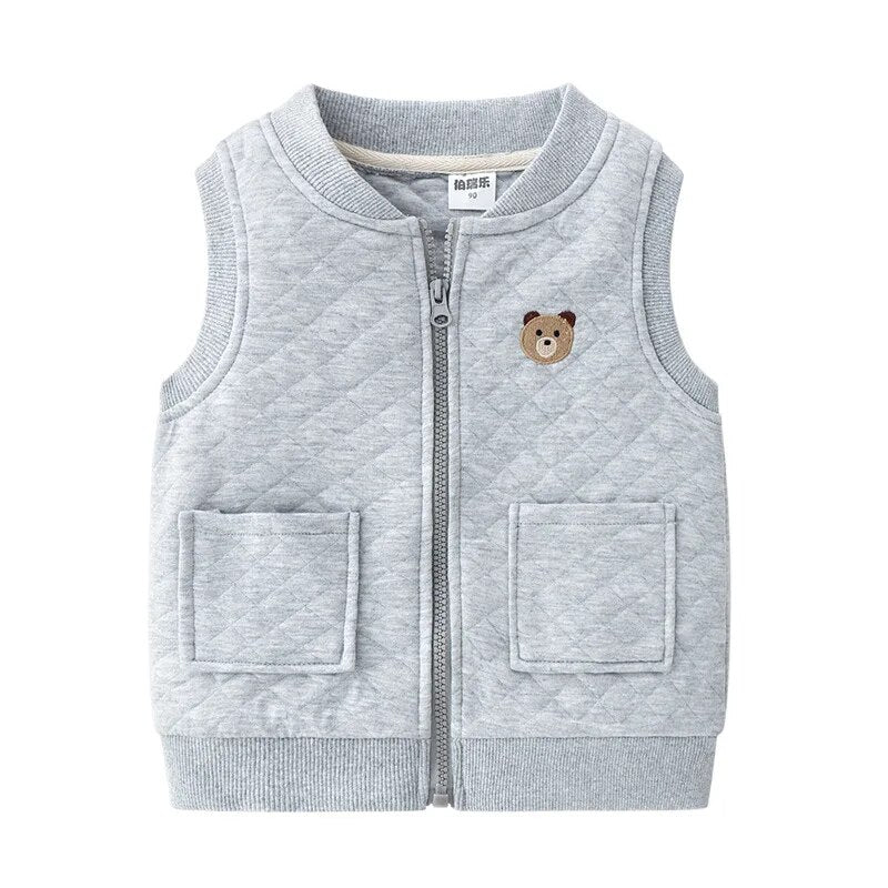 Cotton Vest Cardigan with Pocket