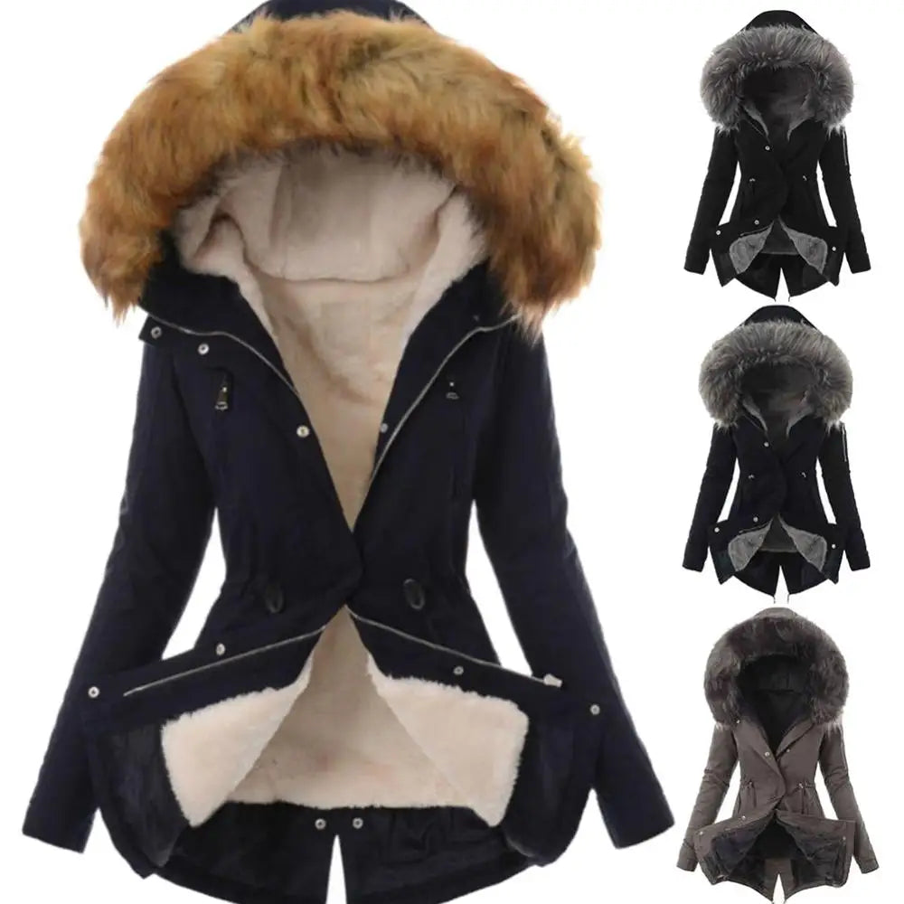 Faux Fur Hooded Long Overcoat