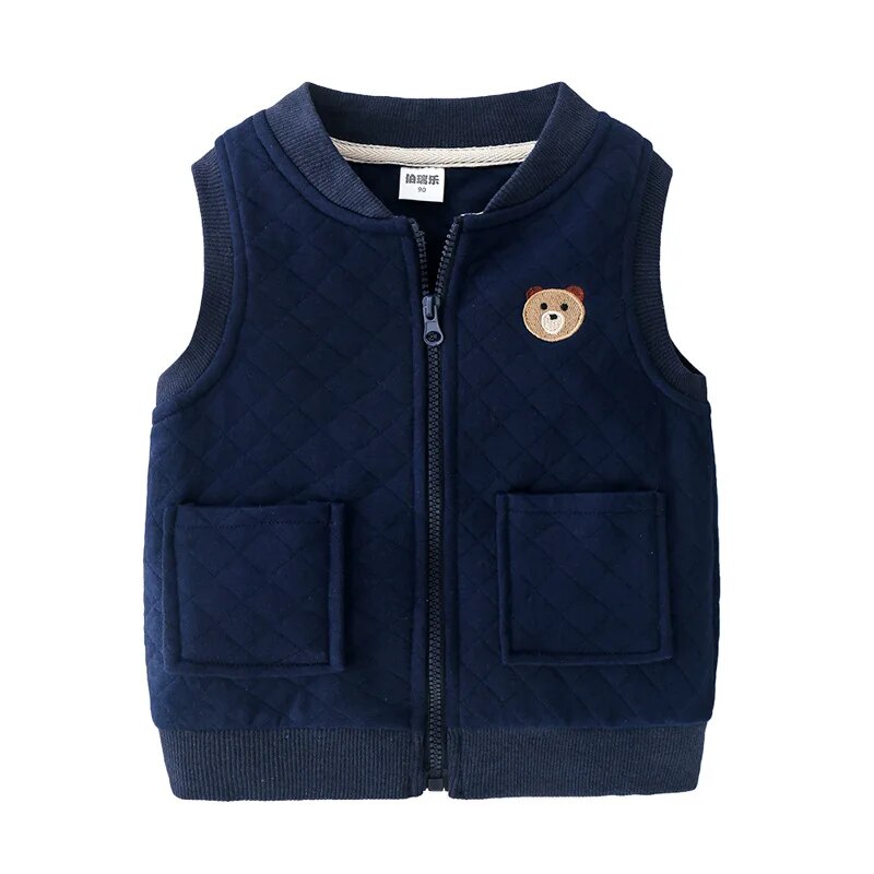 Cotton Vest Cardigan with Pocket