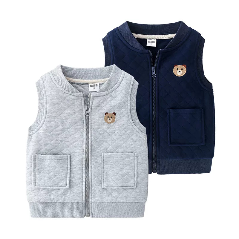 Cotton Vest Cardigan with Pocket